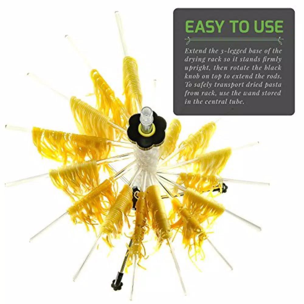 Ovente BPA-Free Acrylic Pasta Drying Rack with Spiral Wand and Sturdy 3-Legged Base