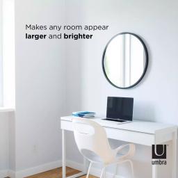 Umbra HUB Contemporary Round Mirror with Black Rubber Rim, 24 in. thumbnail 6