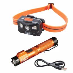 Klein Tools 2-Piece Rechargeable Flashlight and Headlamp Set with Laser thumbnail 1