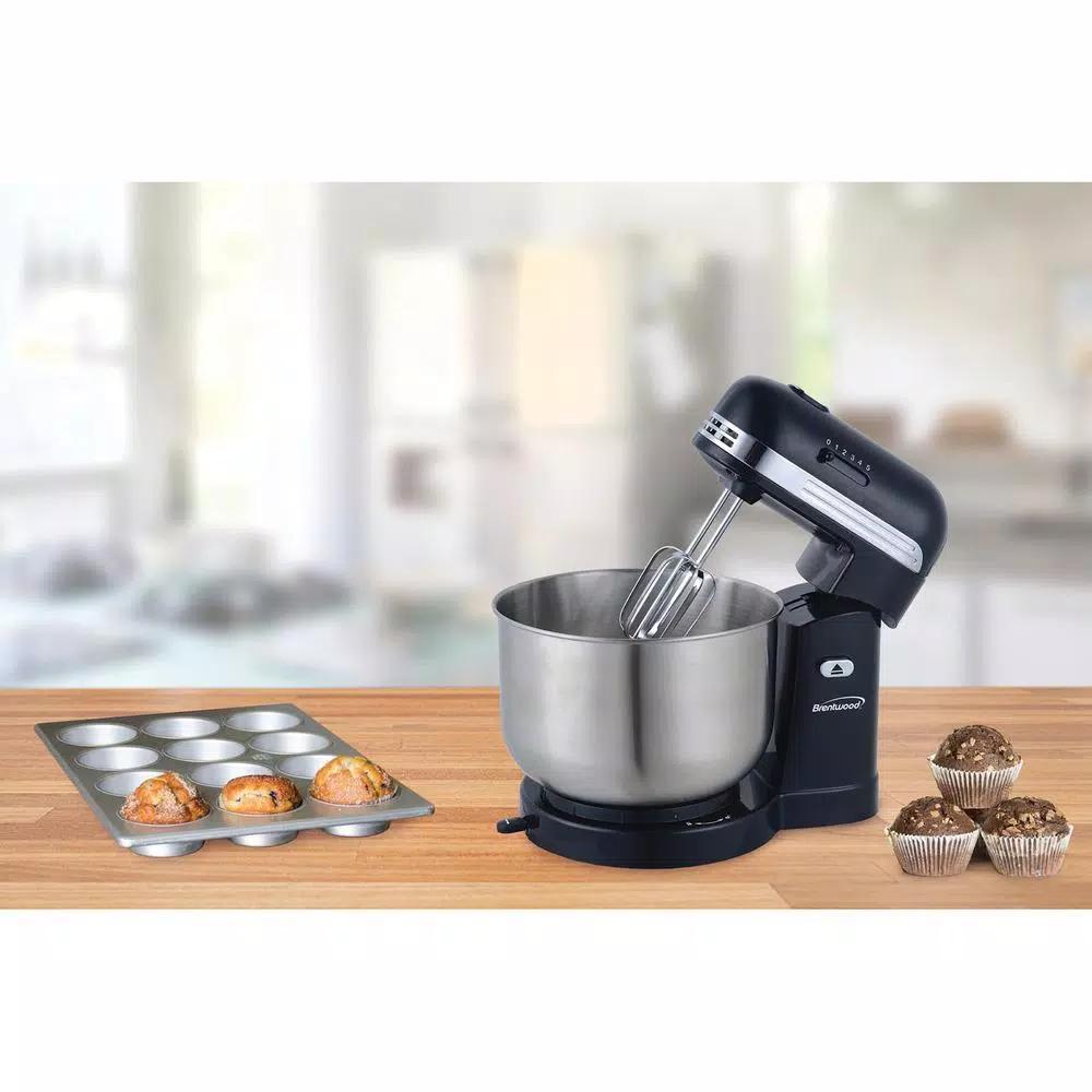 Brentwood Appliances Brentwood 5-Speed Stand Mixer with 3-Qt Stainless Steel Mixing Bowl, Black