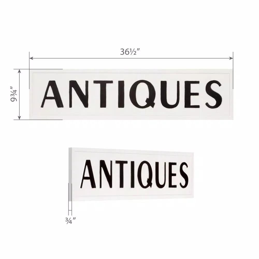 Pinnacle Rustic Antiques White Metal Wall Sign - 36.5 in. x 9.75 in. Farmhouse Tin Enamel Decor