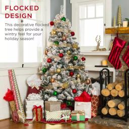 Best Choice Products 7.5 ft. Pre-Lit Flocked Artificial Christmas Tree with 550 Warm White Incandescent Lights thumbnail 2