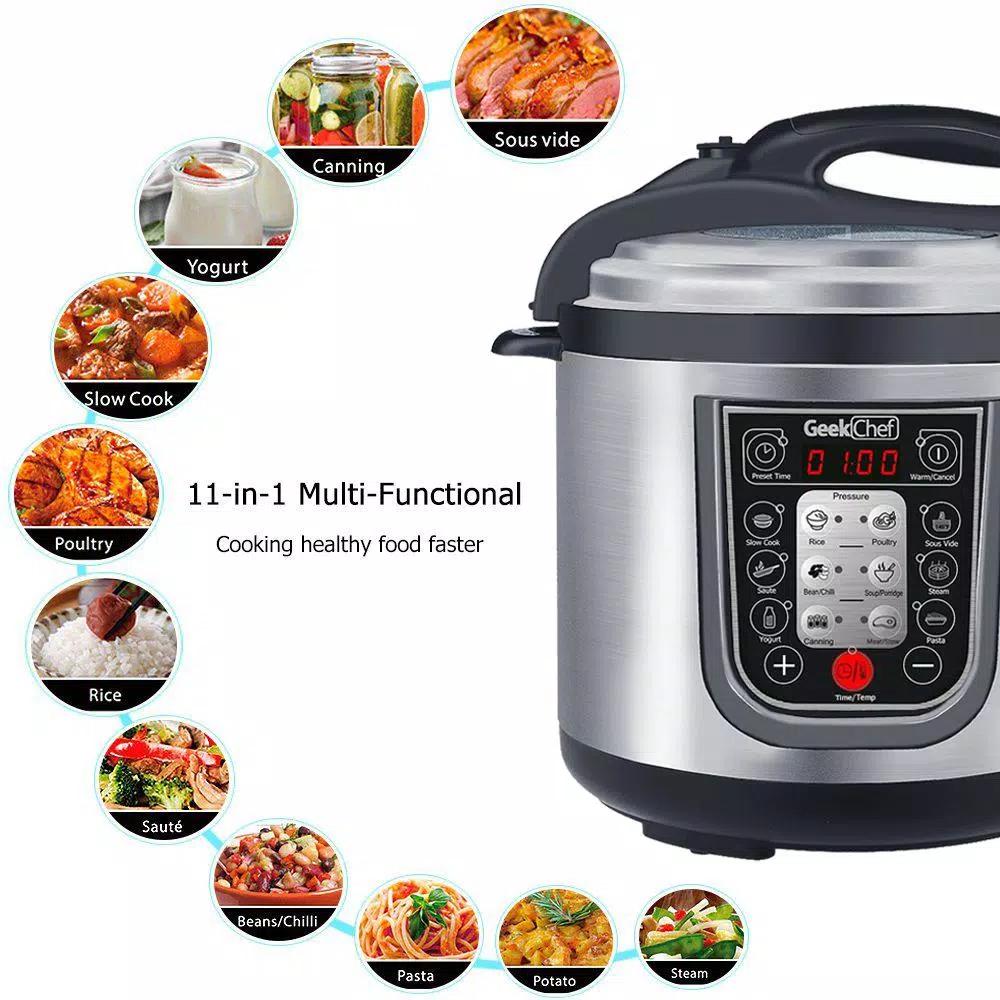 Geek Chef GeekChef 11-in-1 Electric Pressure Cooker, 6 Qt. Multi-Function Programmable Cooker with Sous Vide & Timer