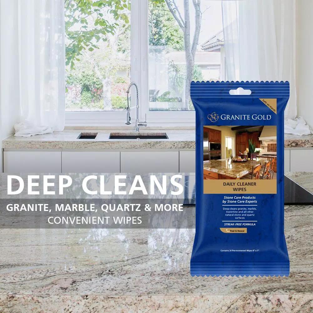 Granite Gold Daily Cleaner Wipes for Natural Stone and Quartz, 24 Count