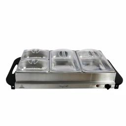 MegaChef 1.5L Stainless Steel Electric Buffet Server and Warming Tray with 3 Removable Crocks thumbnail 3