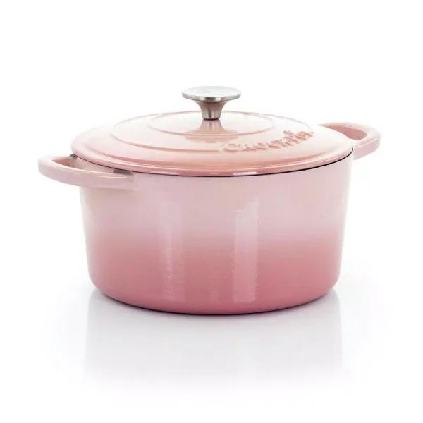 Crock-Pot Artisan 5 Qt. Enameled Cast Iron Round Dutch Oven with Lid, Blush Pink
