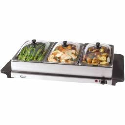 Betty Crocker 7.5 Qt. Stainless Steel Buffet Server Warming Tray with 3 Crocks thumbnail 2