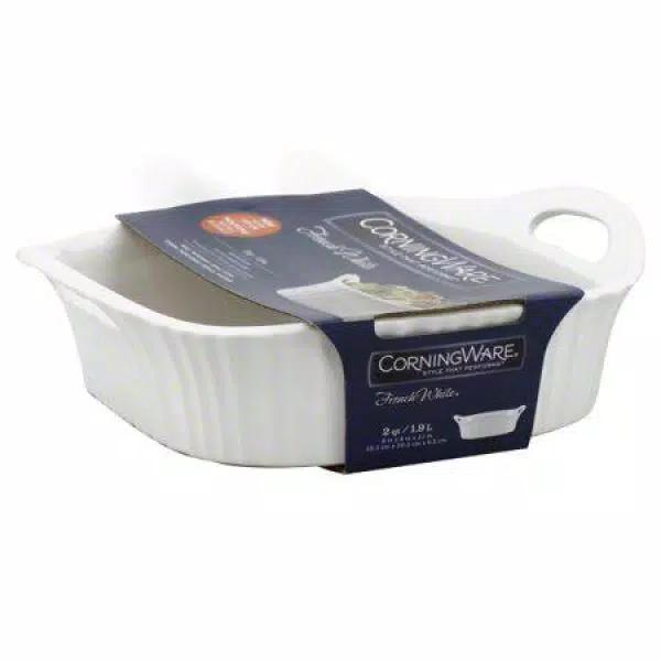 Corningware French White 2 Qt. Square Stoneware Baker, 8 in. x 8 in.