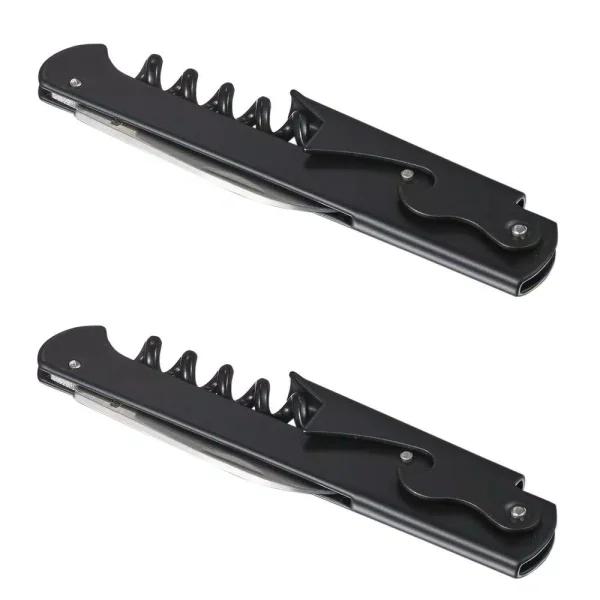 Visol Zoro Matte Black Stainless Steel Corkscrew and Bottle Opener Combo Tool, Set of 2