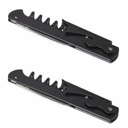 Visol Zoro Matte Black Stainless Steel Corkscrew and Bottle Opener Combo Tool, Set of 2 thumbnail 1