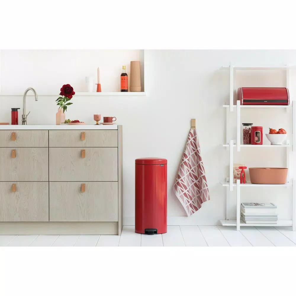 Brabantia Icon 8 Gallon Steel Step-On Trash Can - Passion Red