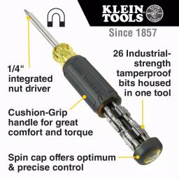 Klein Tools 27-in-1 Multi-Bit Tamperproof Screwdriver with Nut Driver thumbnail 2