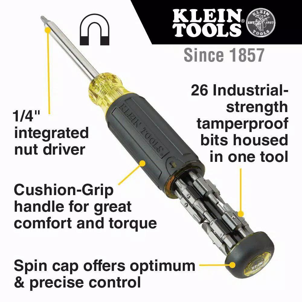 Klein Tools 27-in-1 Multi-Bit Tamperproof Screwdriver with Nut Driver