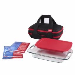 Pyrex 9-Piece Glass Bakeware and Storage Set with Insulated Carrying Bag thumbnail 1