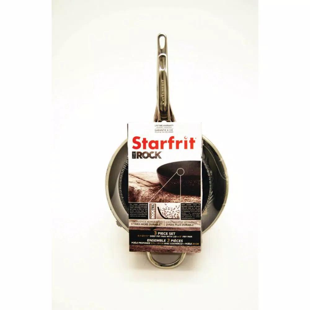 Starfrit The Rock 3-Piece Nonstick Cookware Set with Riveted Cast Stainless Steel Handles