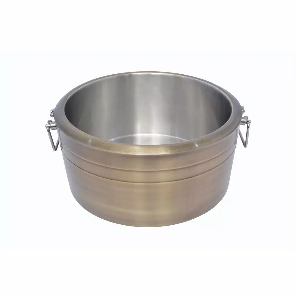 Unbranded 6.5 Gal. Brushed Gold Stainless Steel Double Wall Beverage Tub with Grip Handles