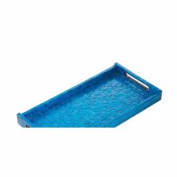 Abigails Blue Wooden Lacquered Basket Weave Rectangle Serving Tray, 18.25 in. thumbnail 2