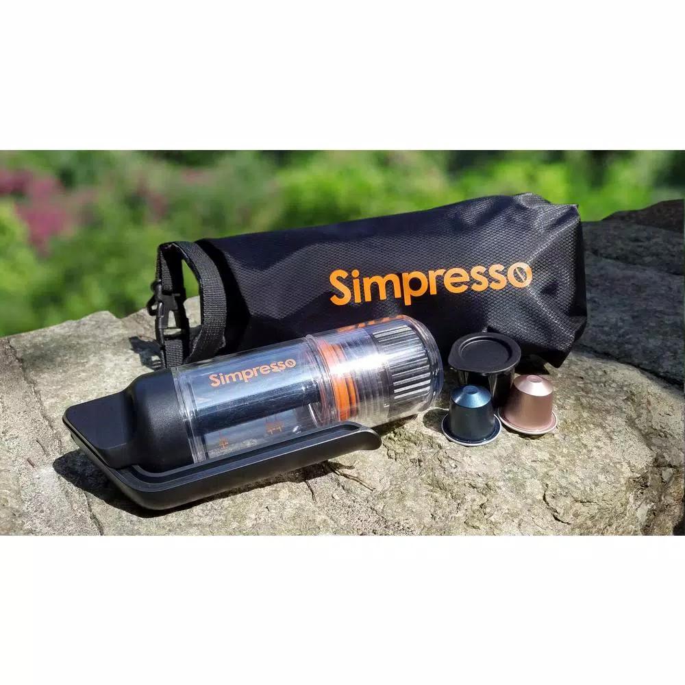 Simposh Simpresso Portable Espresso Machine - Hand Powered Travel Coffee Maker with NS Capsule & Ground Coffee Compatibility