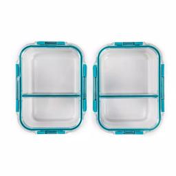 Manna TruDivide 46 oz. Glass Food Storage Container with 2-Compartment Leakproof Lid (2-Pack) thumbnail 2