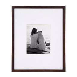 DesignOvation Gallery Wood Picture Frame Set of 2, Walnut Brown, 16x20 in. Matted to 8x10 in. thumbnail 2