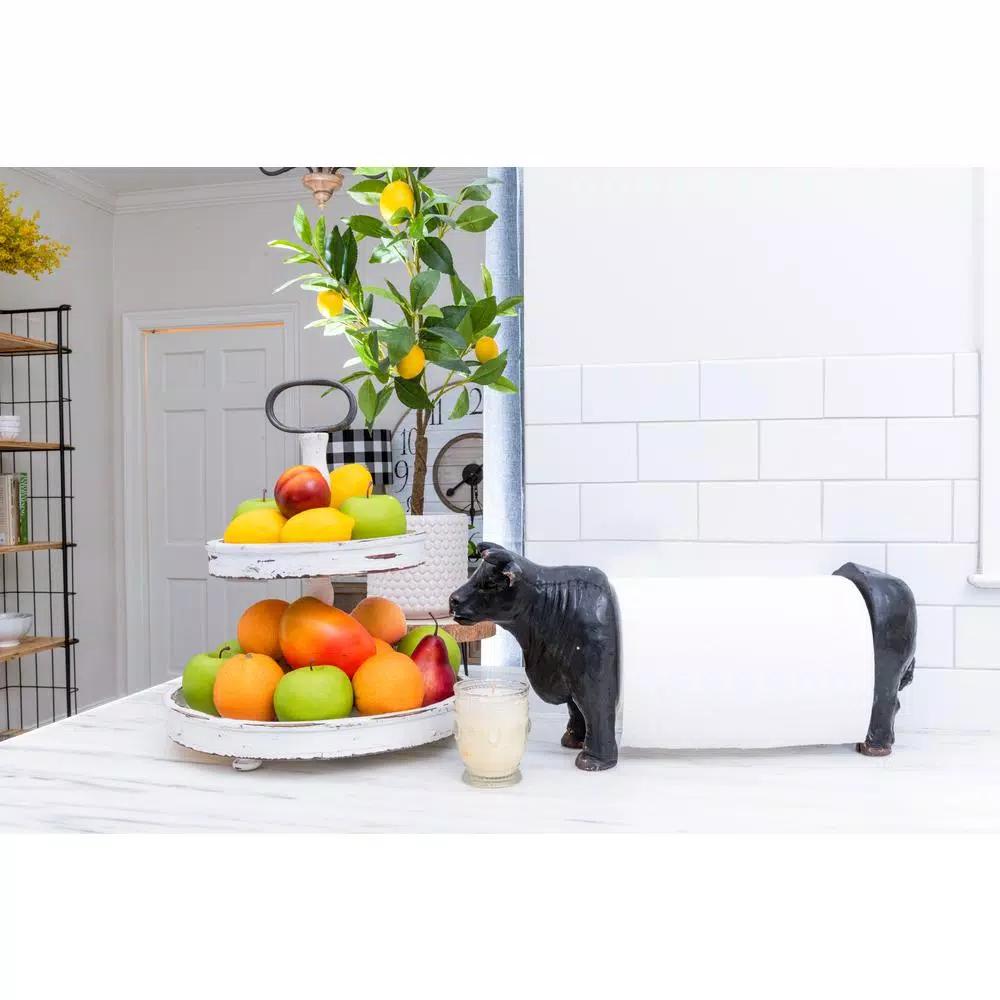 3R Studios Brown Cow Shaped Freestanding Paper Towel Holder - Farmhouse Style Resin