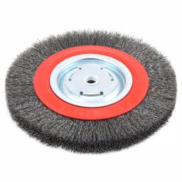 Forney 8 in. Wide Face Crimped Wire Bench Wheel Brush, 1/2 in. and 5/8 in. Arbor thumbnail 2