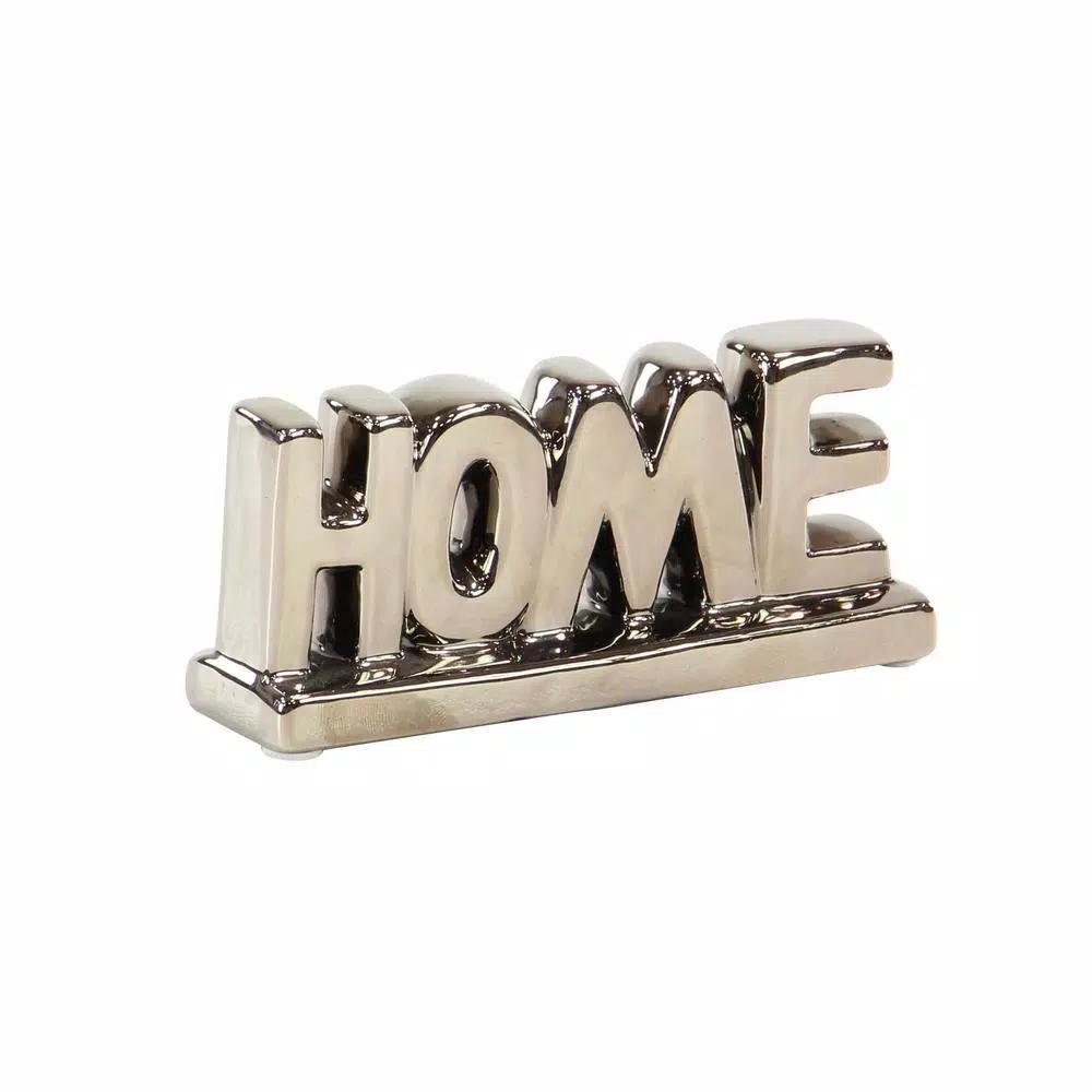 LITTON LANE Porcelain HOME Decorative Sign Set - Gold and Silver Accents