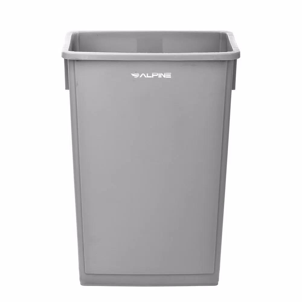 Alpine Industries 23 Gal. Gray Commercial Waste Basket Trash Can