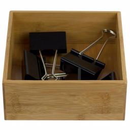 Unbranded Bamboo Drawer Organizer - 6 x 6 x 2.5 in. Rustic Wooden Storage Box for Office, Bathroom, and Kitchen thumbnail 2