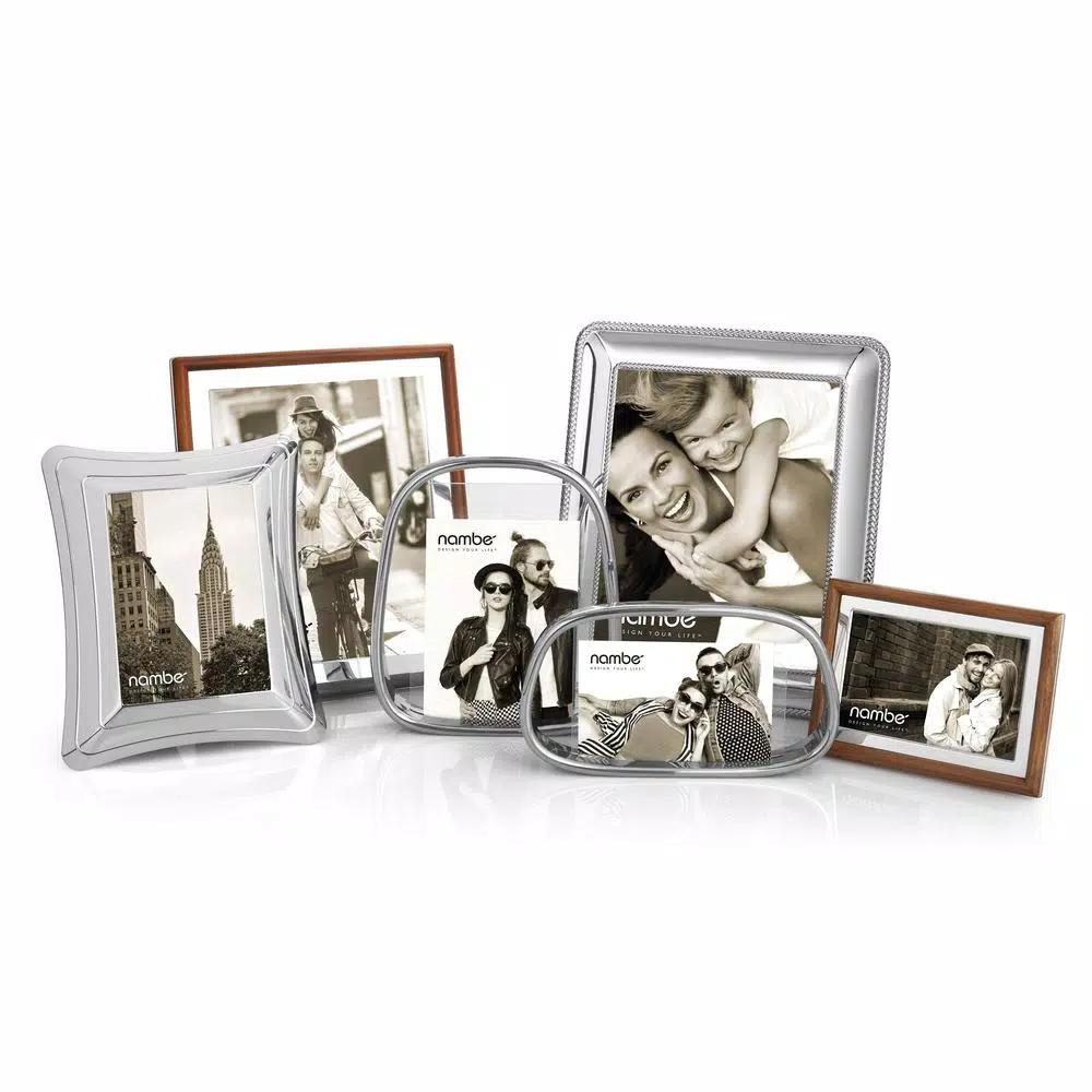 Nambe Bella Metal Picture Frame, 8 x 10 Silver-Plated Modern Tabletop Photo Frame