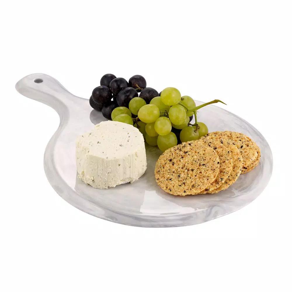 Over and Back Marble Grey Porcelain Round Serving Board