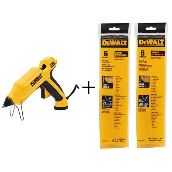 DEWALT DWHTGR50 Professional Ceramic Heating Element Glue Gun with 12-Pack Glue Sticks