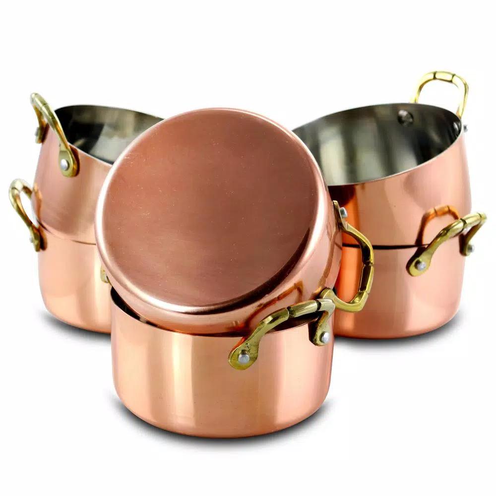 Gibson Home Rembrandt 0.5 qt. Round Stainless Steel Mini Dutch Oven in Copper, 6-Pack
