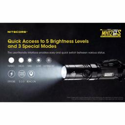 NITECORE MH12GTS 1800 Lumen Rechargeable LED Tactical Flashlight thumbnail 3