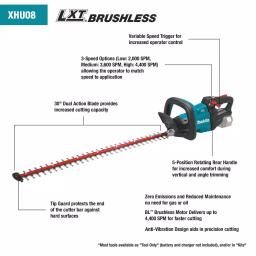 Makita 18V X2 LXT 36V Cordless Blower and 30 in. Hedge Trimmer Combo Kit with (2) 5.0 Ah Batteries & Charger thumbnail 11