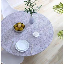 Brielle Home 42" Round Cotton Fabric Fitted Table Cover, Grey Granite Stone Print thumbnail 2