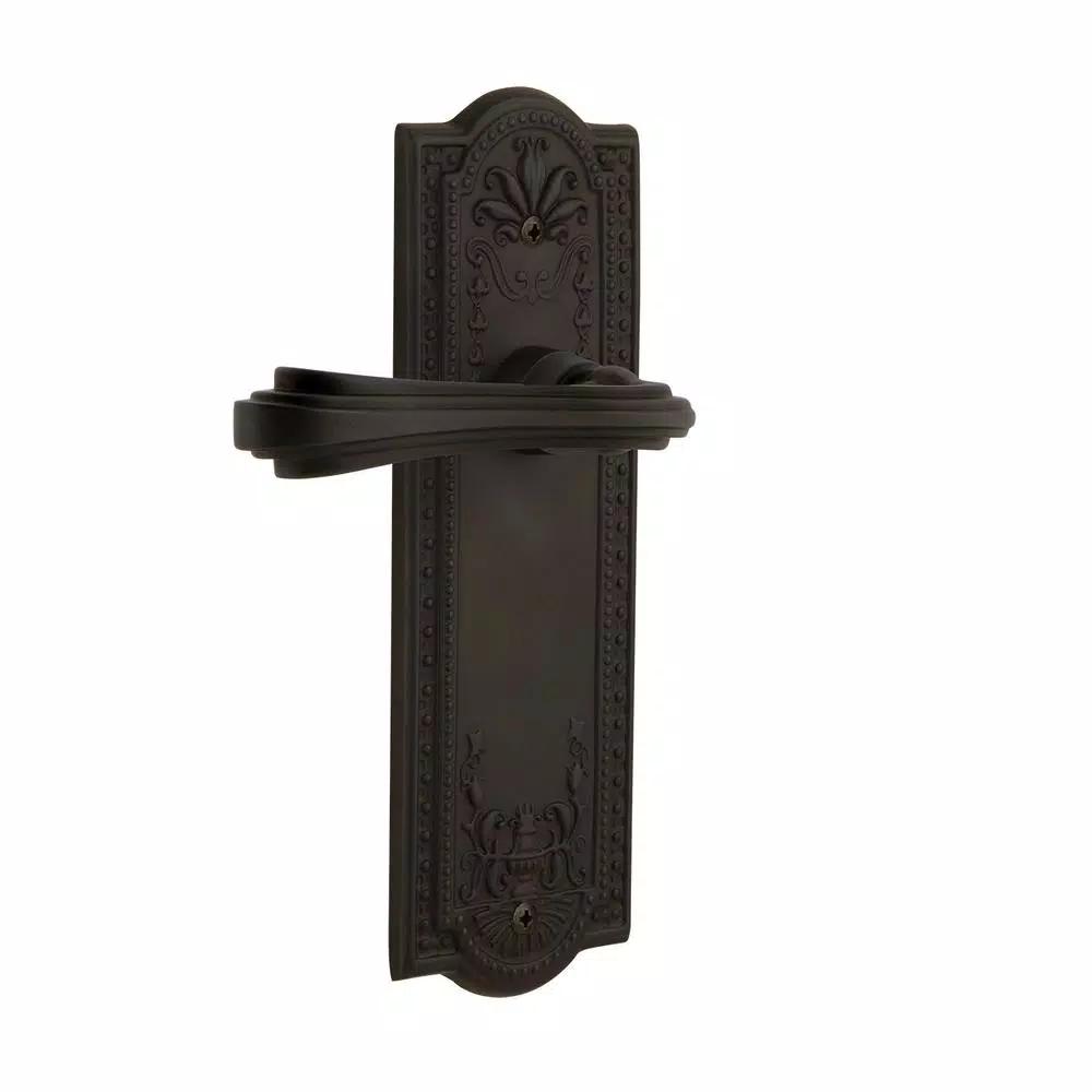 Nostalgic Warehouse Meadows Plate Fleur Double Dummy Door Lever - Oil-Rubbed Bronze