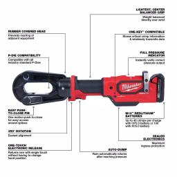 Milwaukee M18 FORCE LOGIC 15-Ton Cordless Utility Crimper Kit with 2 Batteries and Charger thumbnail 6