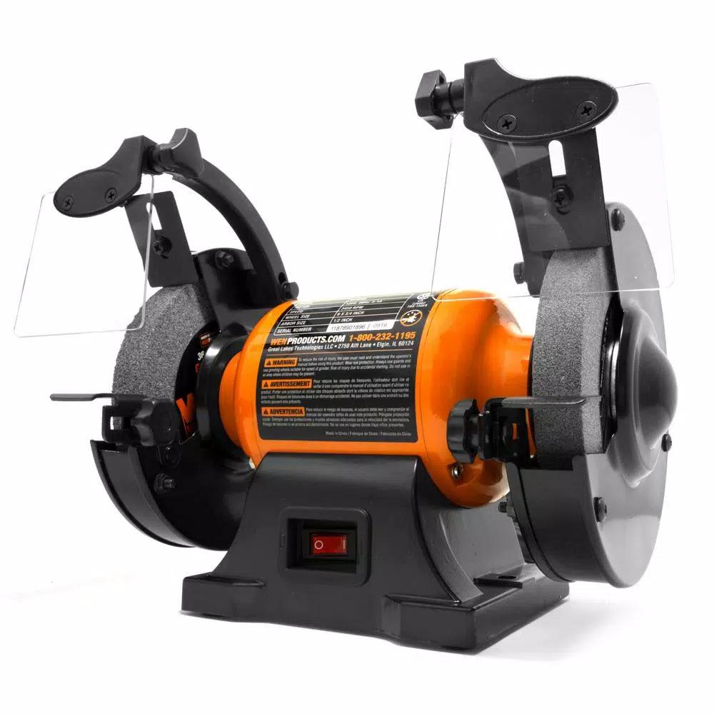 WEN 6 in. Bench Grinder, 2.1 Amp, 3450 RPM with Dual Grinding Wheels