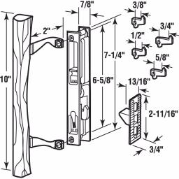 Prime-Line Black Diecast and Wood Sliding Glass Door Handle Set, 6-5/8 in. Hook Style Flush Mount, Keyed thumbnail 2