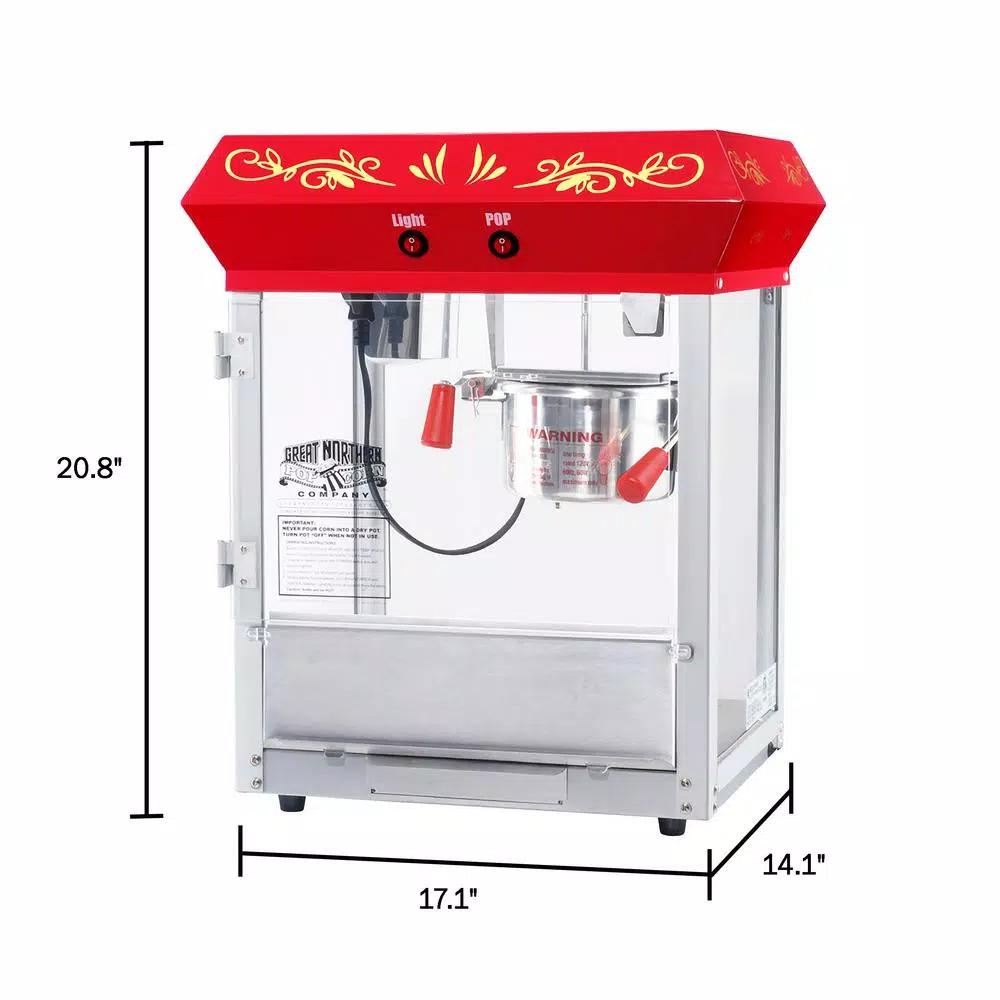 Great Northern Popcorn 6 oz. Red Countertop Popcorn Popper Machine with Warming Deck