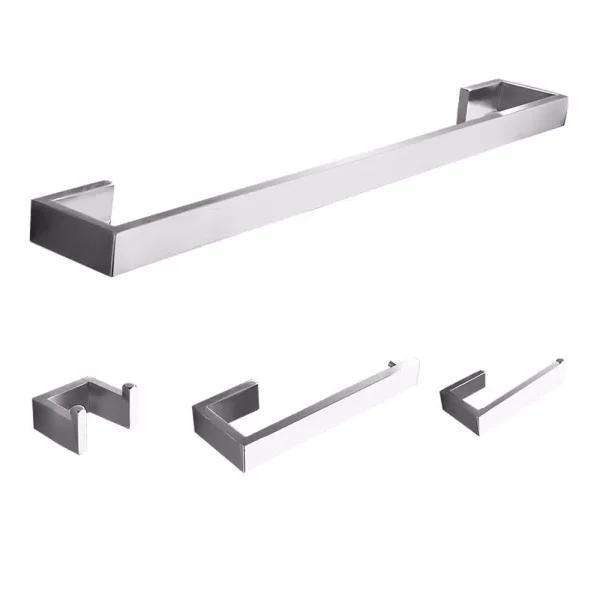 Boyel Living Stainless Steel 4-Piece Bathroom Accessories Set - Silver Wall Mounted Hardware Kit