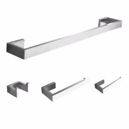 Boyel Living Stainless Steel 4-Piece Bathroom Accessories Set - Silver Wall Mounted Hardware Kit thumbnail 1