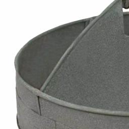 Benzara Round Galvanized Steel Divided Serving Tray with Wood Handles, Gray thumbnail 2