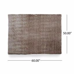 Noble House Lanford Light Brown Faux Fur Throw Blanket, 50 x 60 in. thumbnail 3