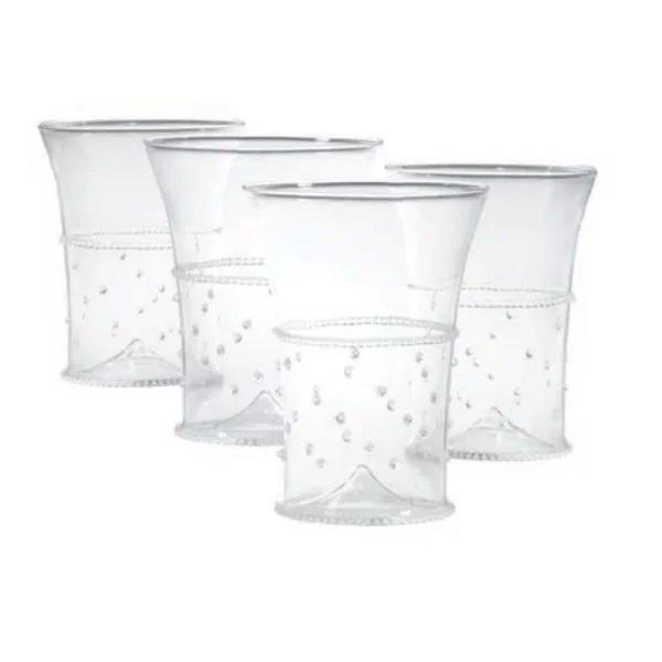 Abigails La Boheme Tumbler with Dots, 10 oz Glass Set of 4, Clear