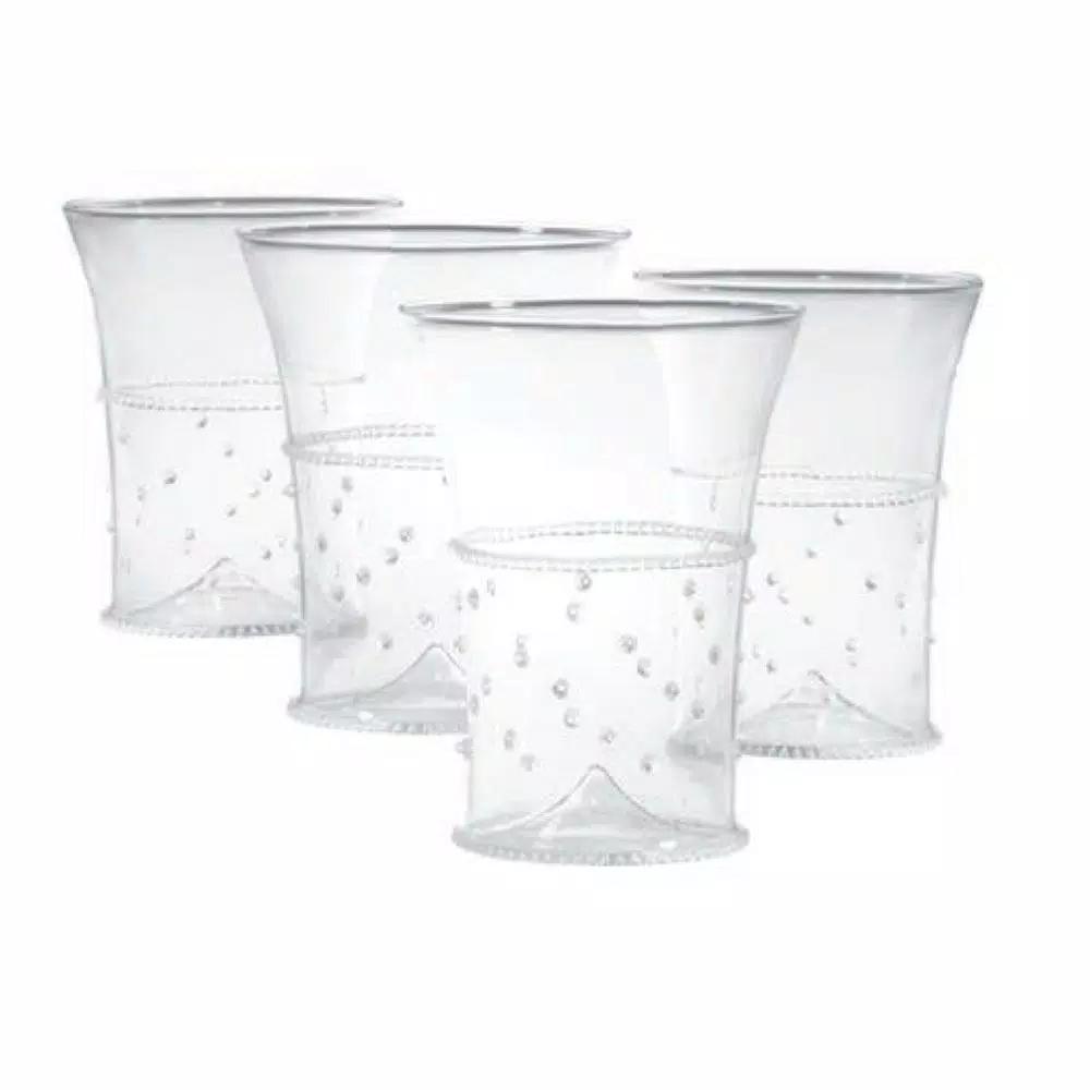 Abigails La Boheme Tumbler with Dots, 10 oz Glass Set of 4, Clear