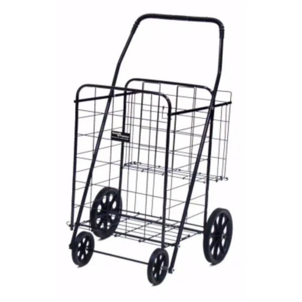 Easy Wheels Jumbo Plus Shopping Cart, Heavy Duty Steel with Extra Storage Basket, Black