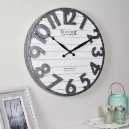 FirsTime & Co. Sawyer Shiplap Wall Clock, 18-in Round Rustic Farmhouse Decor thumbnail 4
