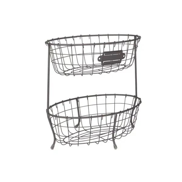 Spectrum Vintage Living 2-Tier Oval Steel Fruit and Vegetable Server
